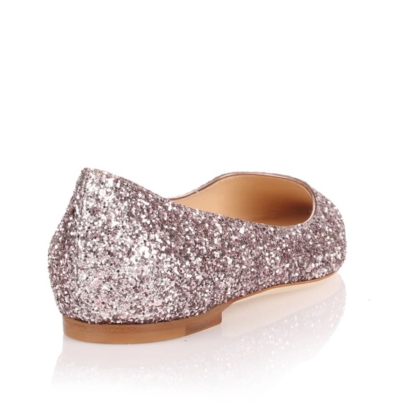 NIB Jimmy Choo Romy Flat XLC Tea Rose Metallic Coarse Glitter Size 40 - Picture 8 of 9